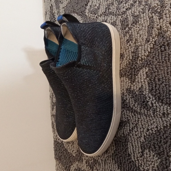 Rothys Metallic Lettice Stitch Chelsea Boot Ankle Nightfall Navy Womens 11 - Picture 4 of 9